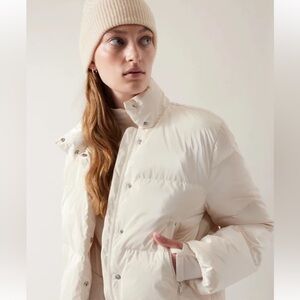 NWT Athleta Summit Down Shine Jacket Size Small Petite Water Repellent Ivory